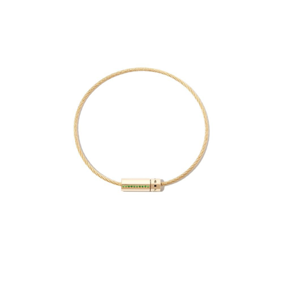 Le Gramme 18k Yellow Gold Le 10g Polished Cable Tsavorite Bracelet In Gold