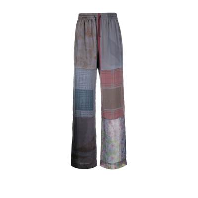 Shop Marine Serre Arthropoda Patchwork Silk Track Pants - Unisex - Silk In Grey