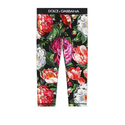 Shop Dolce & Gabbana Black Hydrangea Print Leggings