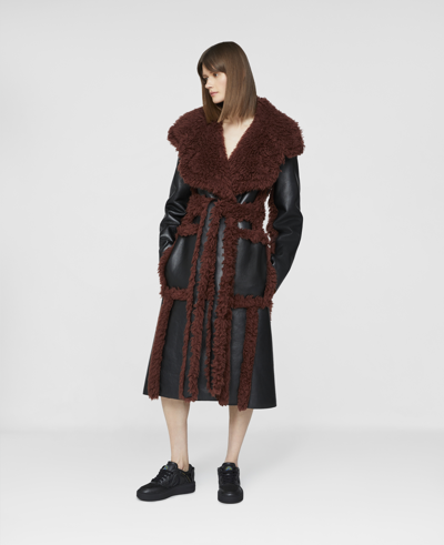 Shop Stella Mccartney Alter Mat Belted Coat In Black & Ginger
