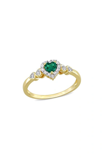 Shop Delmar Gold-tone Cubic Zirconia Heart Shape Ring In Green