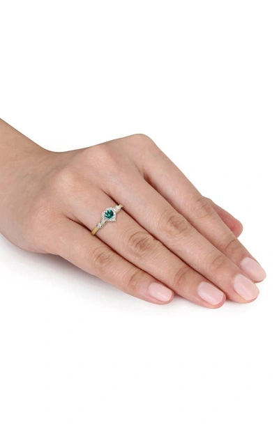 Delmar Gold-tone Cubic Zirconia Heart Shape Ring In Green