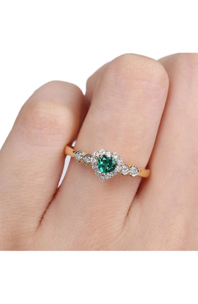 Shop Delmar Gold-tone Cubic Zirconia Heart Shape Ring In Green