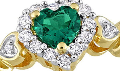 Shop Delmar Gold-tone Cubic Zirconia Heart Shape Ring In Green