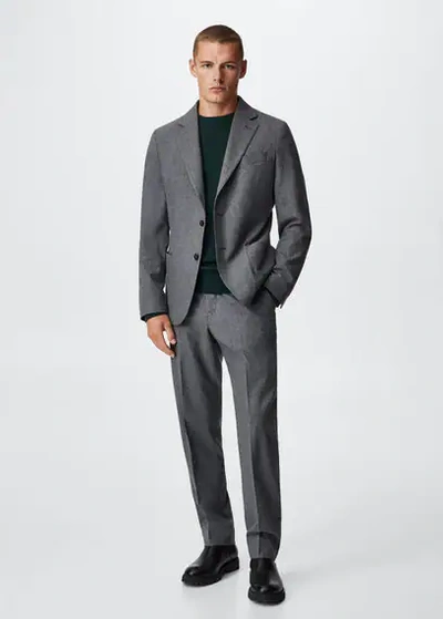 Shop Mango Man Slim Fit Wool Suit Pants Grey