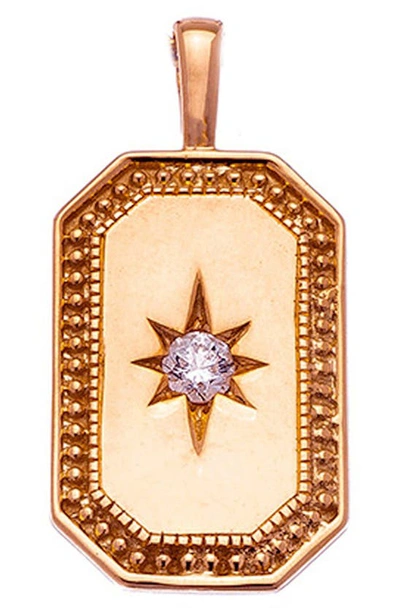 Shop Sethi Couture Celeste Diamond Tag Pendant In Rose Gold