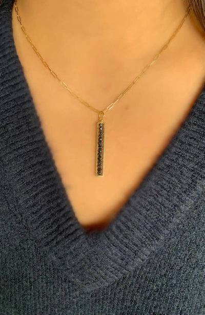 Sethi Couture Leila Black Diamond Linear Bar Pendant In Yellow