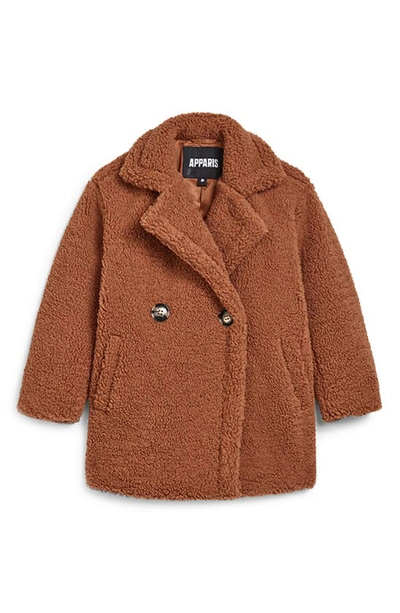 Kids' Little Boy's & Boy's Anouck Sherpa Double-breasted Coat In Camel