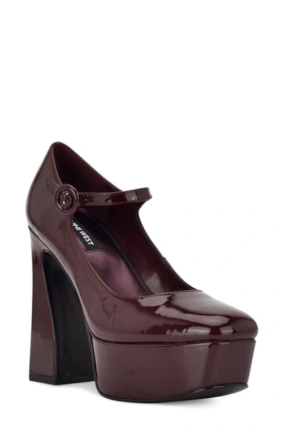 Nine West Women's Kares Platform Mary Jane Heels Women's Shoes In Dark Red  Patent | ModeSens