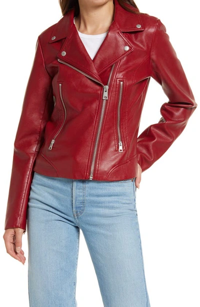 Shop Levi's Faux Leather Moto Jacket In Deep Red