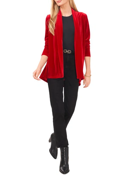 Shop Vince Camuto Shawl Collar Velvet Cardigan In Autumn Red