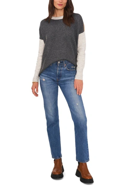 Vince Camuto Colorblock Sweater In Med Hthrgrey