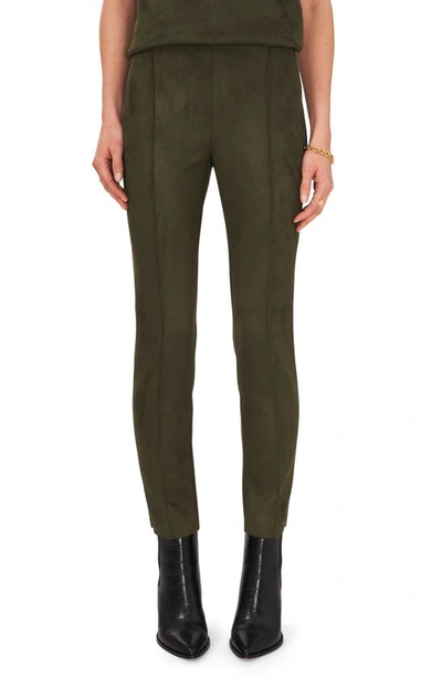 Shop Vince Camuto Pintuck Faux Suede Leggings In Pine Forest