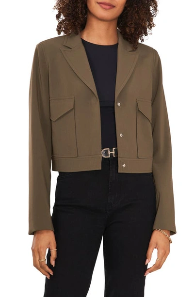 Shop Vince Camuto Notched Lapel Crop Blazer In Light Olive