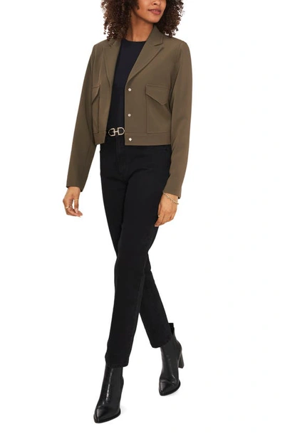 Vince Camuto Womens Notch Collar Cropped Two-button Blazer In Light Olive
