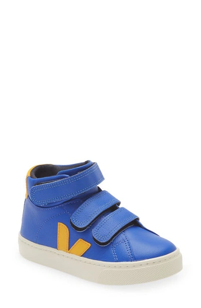 Veja Kids Esplar Mid Leather Sneakers W Straps In Blue ModeSens