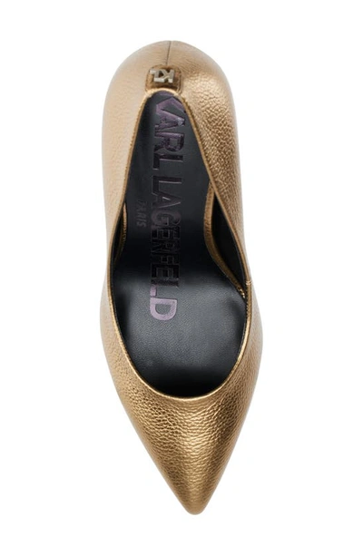 Shop Karl Lagerfeld Royale Pointed Toe Pump In Brushed Gold