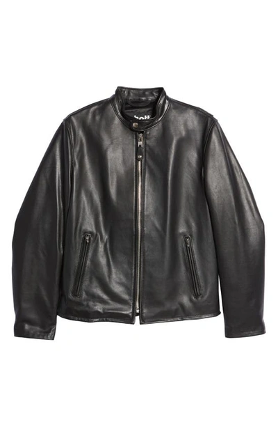 Shop Schott Café Racer Slim Fit Cowhide Leather Jacket In Black