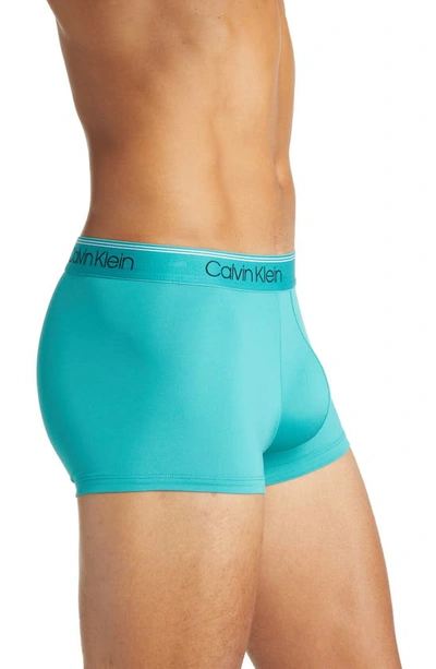 Shop Calvin Klein 3-pack Low Rise Microfiber Stretch Trunks In Turquoise
