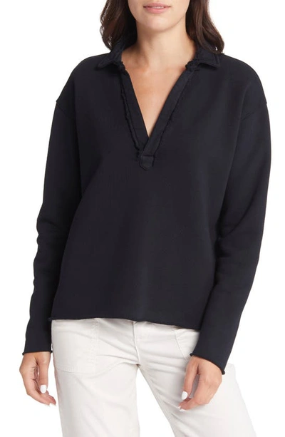 Shop Frank & Eileen Cotton French Terry Popover Henley In British Royal Navy