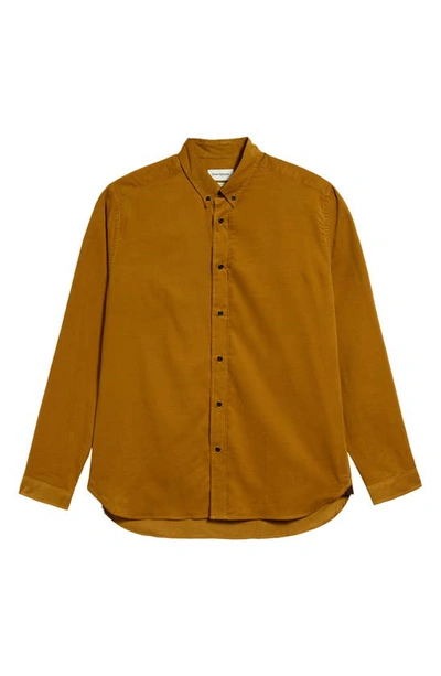 Shop Oliver Spencer Camden Regular Fit Organic Cotton Corduroy Button-down Shirt In Yellow