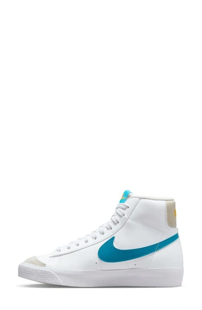 Shop Nike Kids' Blazer Mid '77 Vintage Sneaker In White/ Blue/ Yellow/ Bone