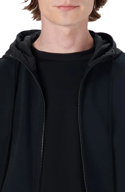 Shop Bugatchi Stretch Cotton Zip-up Hooded Jacket In Caviar