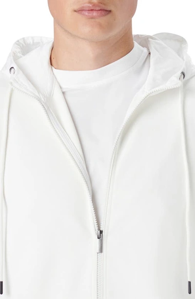 Shop Bugatchi Stretch Cotton Zip-up Hooded Jacket In Chalk