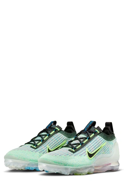 Shop Nike Air Vapormax 2021 Flyknit Nn Sneaker In Volt/ Black/ Blue/ Silver