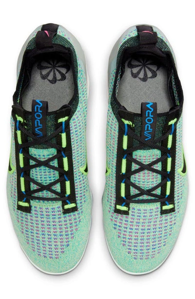 Shop Nike Air Vapormax 2021 Flyknit Nn Sneaker In Volt/ Black/ Blue/ Silver