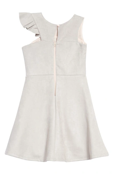 Shop Ava & Yelly Kids' One-shoulder Ruffle Scuba Dress In Grey