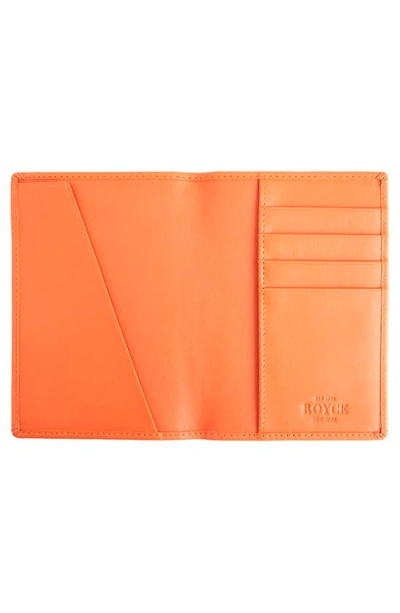 Shop Royce New York Personalized Rfid Leather Card Case In Orange - Silver Foil