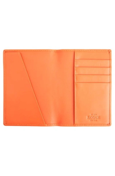 Royce New York Personalized Rfid Leather Card Case In Orange - Silver Foil