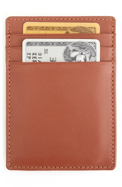 Shop Royce New York Personalized Magnetic Money Clip Card Case In Tan- Gold Foil