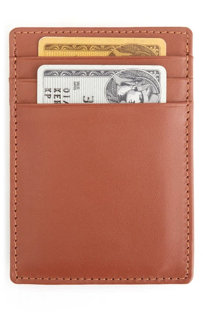 Royce New York Personalized Magnetic Money Clip Card Case In Tan- Gold Foil