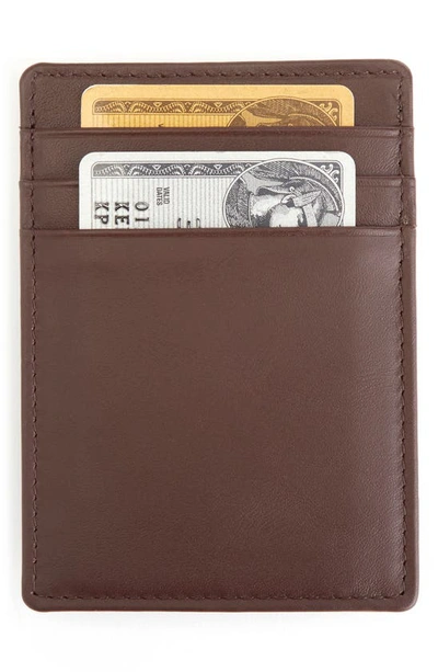 Shop Royce New York Personalized Magnetic Money Clip Card Case In Brown- Gold Foil