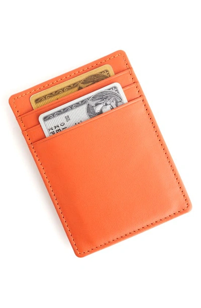 Shop Royce New York Personalized Magnetic Money Clip Card Case In Burnt Orange- Silver Foil
