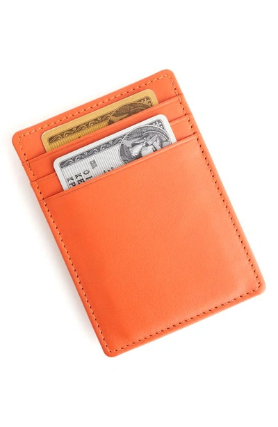 Royce New York Leather Magnetic Money Clip Wallet In Burnt Orange- Silver Foil
