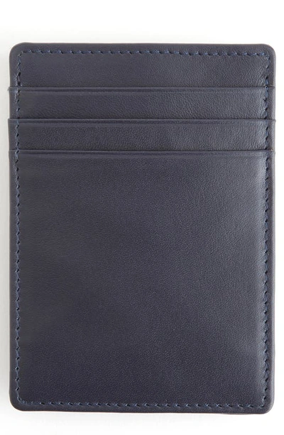Shop Royce New York Personalized Magnetic Money Clip Card Case In Navy Blue- Gold Foil