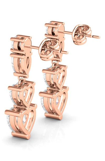 Hautecarat Lab Created Diamond Heart Drop Earrings In 18k Rose Gold