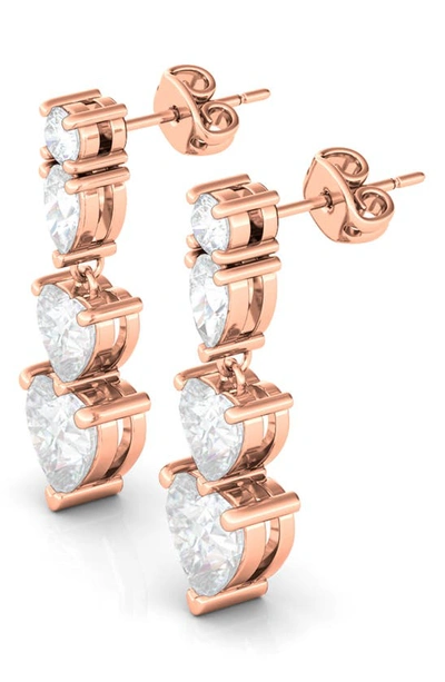Hautecarat Lab Created Diamond Heart Drop Earrings In 18k Rose Gold