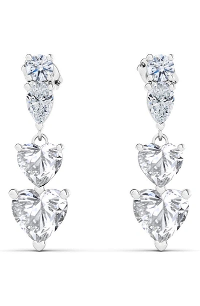 Shop Hautecarat Lab Created Diamond Heart Drop Earrings In 18k White Gold