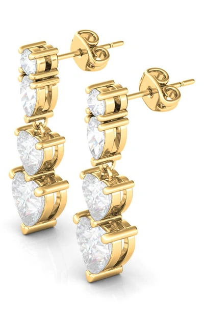 Shop Hautecarat Lab Created Diamond Heart Drop Earrings In 18k Yellow Gold