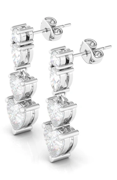 Hautecarat Lab Created Diamond Heart Drop Earrings In 18k White Gold