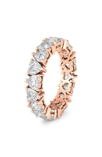 Shop Hautecarat Alternating Hearts Lab Created Diamond Eternity Ring In 18k Rose Gold