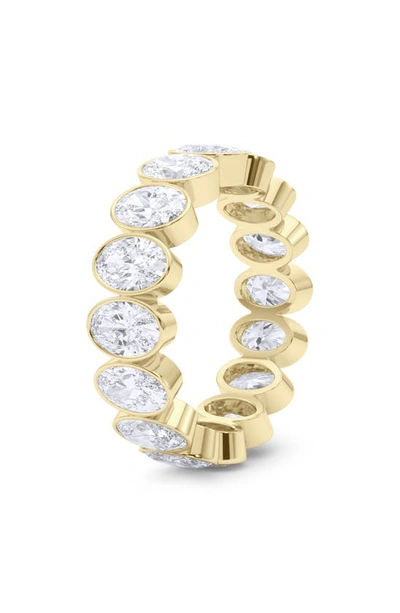 Hautecarat Oval Cut Lab Created Diamond Eternity Ring In 18k Yellow Gold