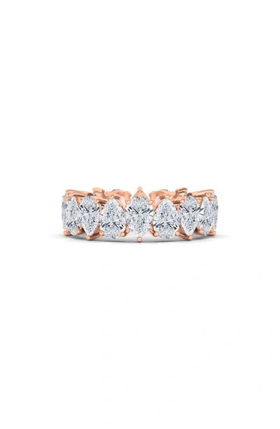 Shop Hautecarat Alternating Pear Lab Created Diamond Eternity Ring In 18k Rose Gold