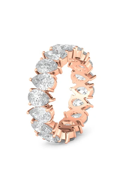 Shop Hautecarat Alternating Pear Lab Created Diamond Eternity Ring In 18k Rose Gold