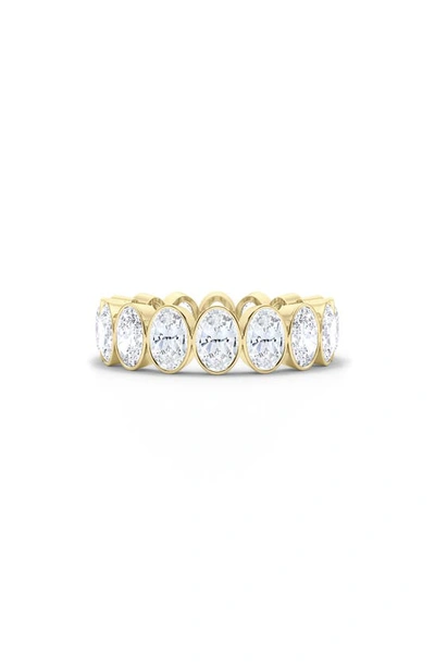 Hautecarat Oval Cut Lab Created Diamond Eternity Ring In 18k Yellow Gold