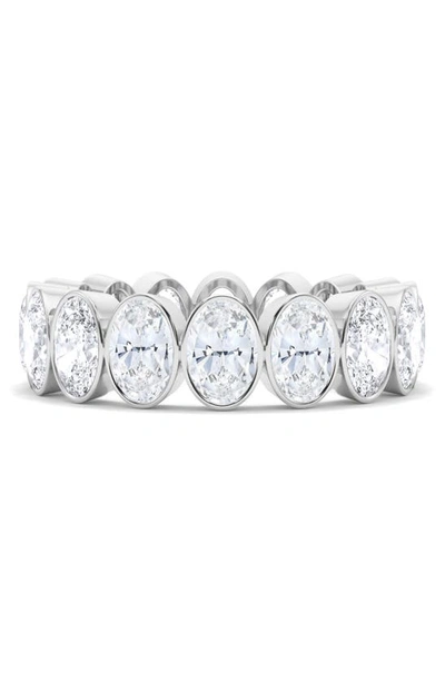 Hautecarat Oval Cut Lab Created Diamond Eternity Ring In 18k White Gold